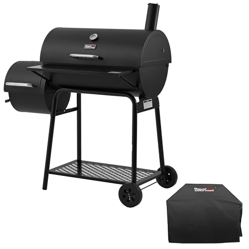 Royal Gourmet CC1830FC Charcoal Grill Offset Smoker (Grill + Cover), Black