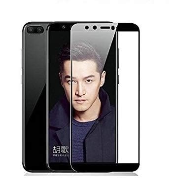 Image of Tempered Glass Screen Guard for Honor 9 Lite - Edge to Edge Tempered Glass Screen Protector - 9H Hardness - (Black) Tempered Glass - Pack of 1