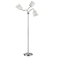Reality Leuchten Stehleuchte Windu R40153001, Metall Nickel Matt, Stoffschirm Grau, exkl. 1xE27