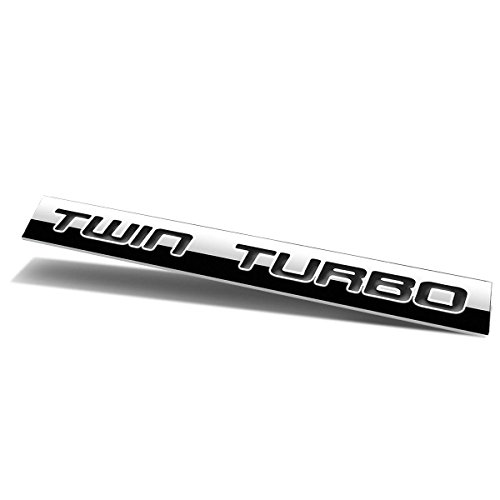 Chrome Finish Metal Emblem Twin Turbo Badge (Black Letter)