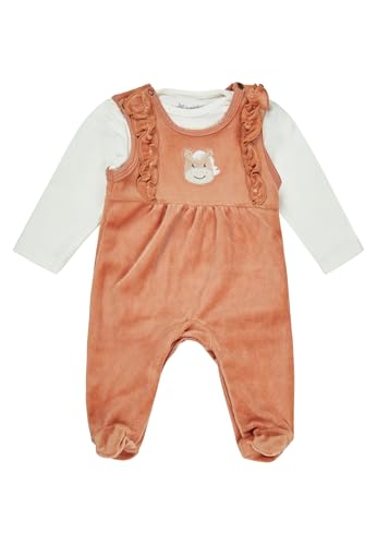 Sterntaler Strampler Set Sunny - Baby Strampler aus Nicki mit Pferd Sunny Applikation - Langarm Shirt Jersey - Drucknöpfe im Schritt - bequemer Mädchen Zweiteiler ab Geburt - lichtbraun,Größe 56