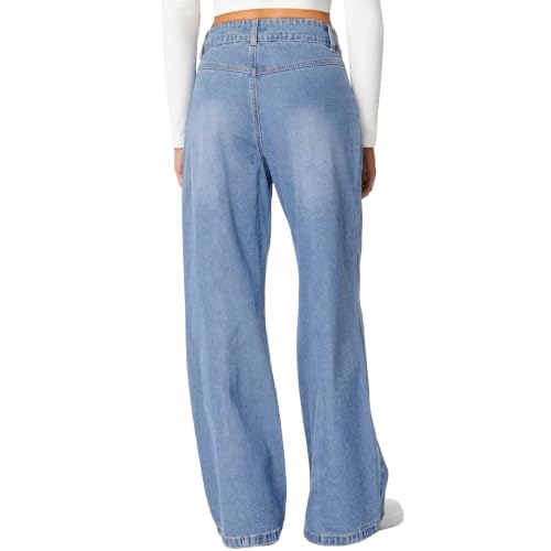 Sweatpants Jeans for Women High Waisted Wide Leg Baggy Denim Pants Blue - image 4