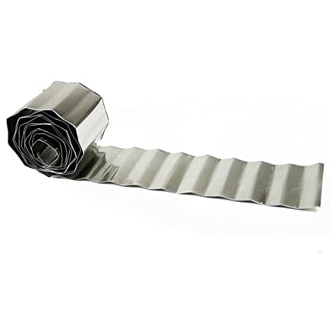 2x Galvanized Lawn Edging 5m x 16cm Corrugated Garden Border Edge Strimmer Proof Cover