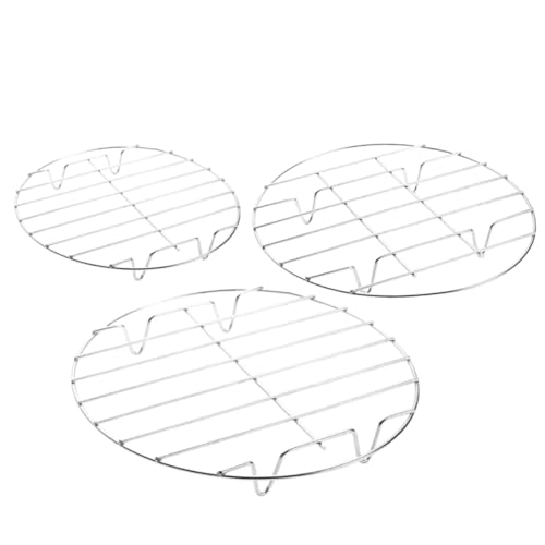 Cabilock 3Pcs Heat Resistant Stainless Steel Rack for Cooking Multi Functional Kitchen Tool for Steaming Eggs Fish Vegetables Compact and Easy to Clean