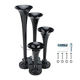 NovelBee 4 Trumpets Air Operated Horn,150DB Air Horn for Truck Car SUV Boat (12V / 24V) (Black)