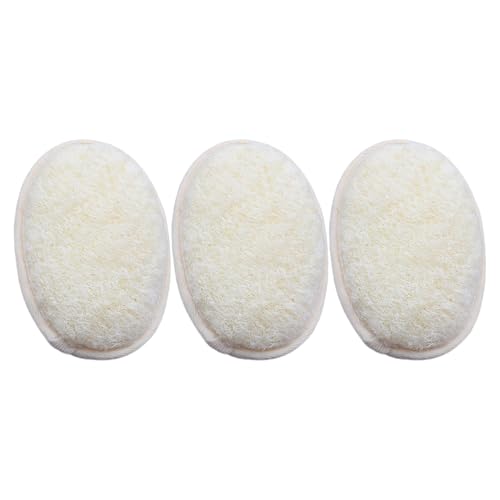 WEKADRIN Spugna Esfoliante Naturale in Luffa 3 Pezzi 10x14,5 Cm Supporto e Corda per Doccia, Scrub Corpo Riutilizzabile per Pelle Morbida e Pulizia Profonda Quotidiana