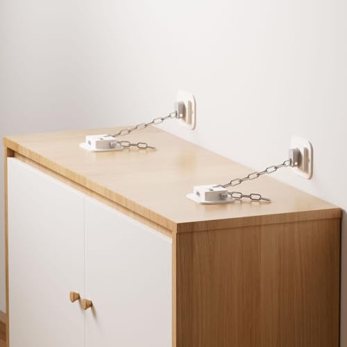 image for YEYA Upgraded Anti-Tip No Drill Furniture Anchor with Strong 3M Adhesi