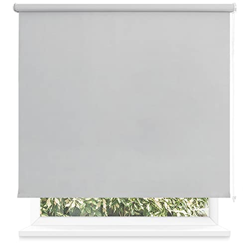 Estor Enrollable Opaco 160 x 200cm (Ancho x Largo), Blackout para Puertas y Ventanas, Medida de la Tela 155 x 195cm (Gris Claro)