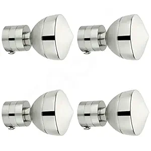 FAST Metal Curtain Rod Bracket Finials (1 Inch, Silver, White) -Pack of 4, Water Resistant