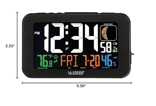 La Crosse Technology 617-1485B Atomic Color Alarm Clock with USB Charging Port