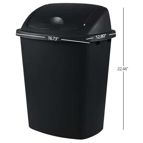 Caneca de basura plástica con tapa basculante, 10 gal, negra, set 4 miniatura 2