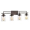 Emliviar 4-Light Vintage Vanity Light - Farmhouse Bathroom Wall Light Fixtures, Oil Rubbed Bronze Finish with Clear Glass, YCE238B-4W ORB Emliviar 4-Light Vintage Vanity Light - Farmhouse Bathroom Wall Light Fixtures, Oil Rubbed Bronze Finish with Clear Glass, YCE238B-4W ORB
