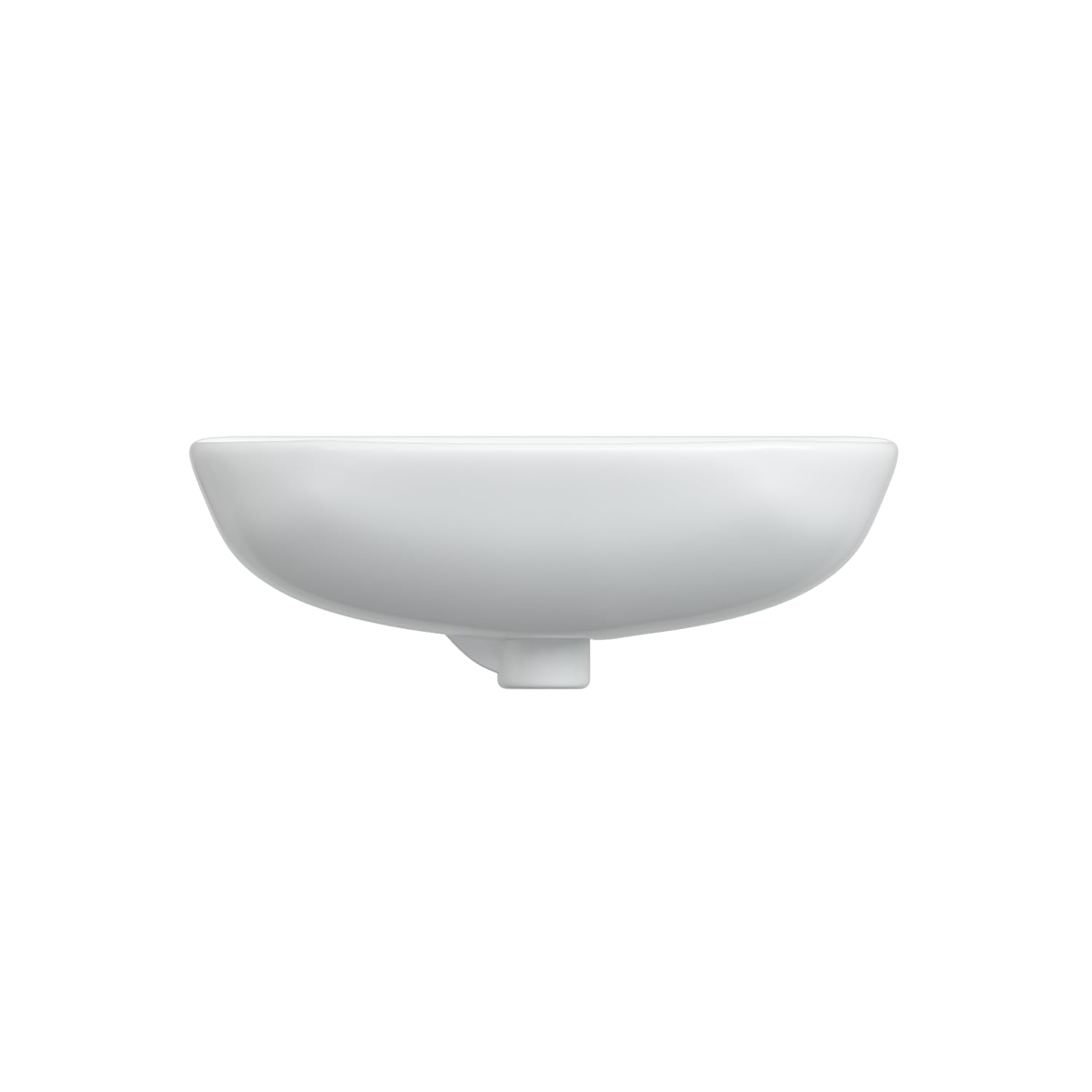 Waschbecken aus Keramik 44 x 36 cm Waschtisch Hängewaschbecken Halbrund Ovales Handwaschbecken Weiß Badezimmer Gäste WC mit Hahnloch Überlauf Stockschrauben | OHNE Wasserhahn | OHNE Ablaufventil