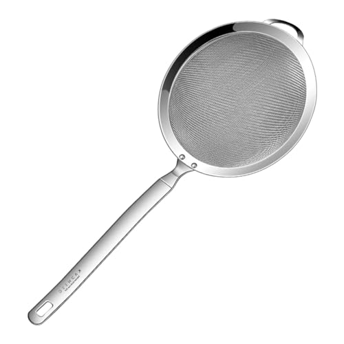 Colador de té, infusor de té suelto de malla fina, tamiz de acero inoxidable con asa, tamiz de cocina de gran calibre, colador de café portátil de alimenticio para restaurante y cafetería