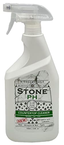 Stone Ph Countertop Cleaner Neutral Kitchen & Home Cleaning Surfaces: Safe, Green, Spray, Marble, Granite, Quartz, Travertine, Non Abrasive & Non Toxic, Biodegradable, Lemon, (25 Fl. Oz) #TOP2