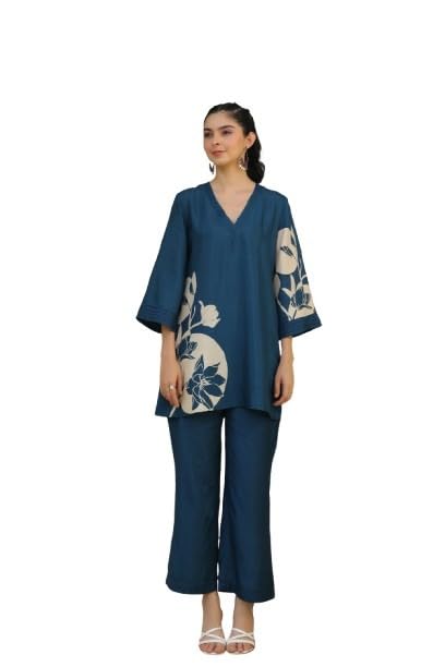 jisora Women's Blue Printed Pure Cotton Co-Ord Set-picture-52