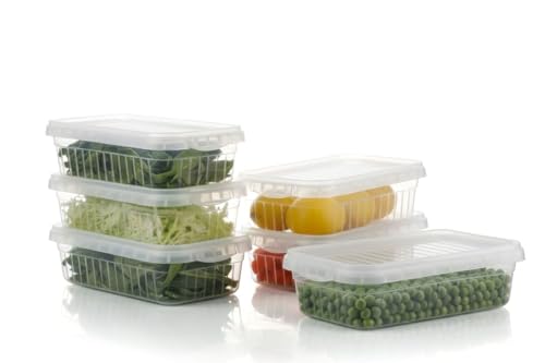 Image of HomeWiz Fridge Storage Containers 2000ml x6 | Air Tight Storage Container Set | Fridge Organiser Storage Boxes |Food Grade BPA-Free Plastic Containers |Stackable, Transparent, for Fruits & Vegetables