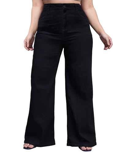 Image of Miss Chase A+ Women's Wide-Leg High Rise Regular-Length Stretchable Denim Jeans
