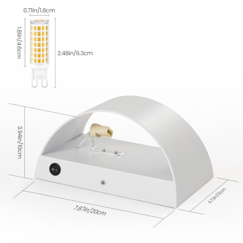 Image of LED Wall Sconces Hardwired with On /Off Switch, Modern Wall Light, White