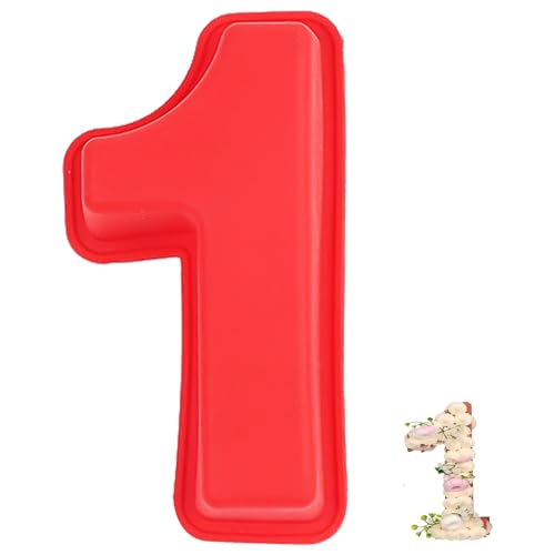 YXHZVON Molde para Tartas con Número 1, Grande Moldes de Pastel de Silicona, Moldes con Formas sin BPA, Horneado de Pasteles para Cumpleaños de Aniversario