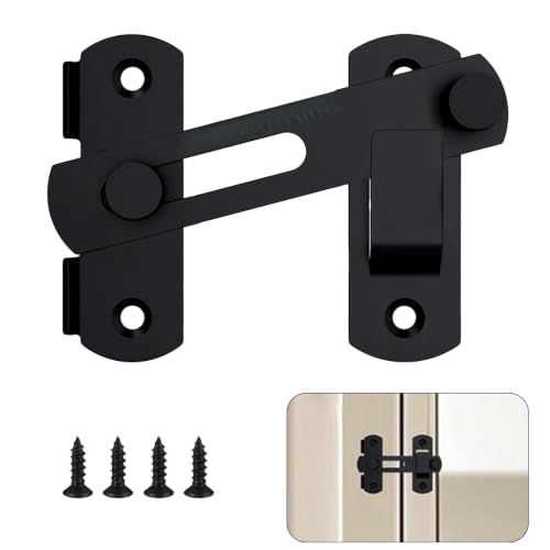 Premium Barn Door Lock- Heavy Duty 180 Degree Flip Sliding Latch Lock with Flip Door Latch & Safety Door Lock Easy Installation Perfect for Barn Doors Pet Doors Bathrooms Sliding Doors & Cabinets