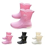 Botas de lluvia para mujer de media altura, botas de goma para exteriores, resistentes al agua, antideslizantes, cómodas, botines de trabajo, antideslizantes, para exteriores, Rosa., 42
