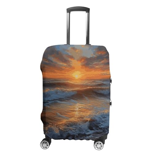 Sunset Seascape Luggage Cover, Washable Elastic Suitcase Cover Protector Fit 18-32 Inch Luggage