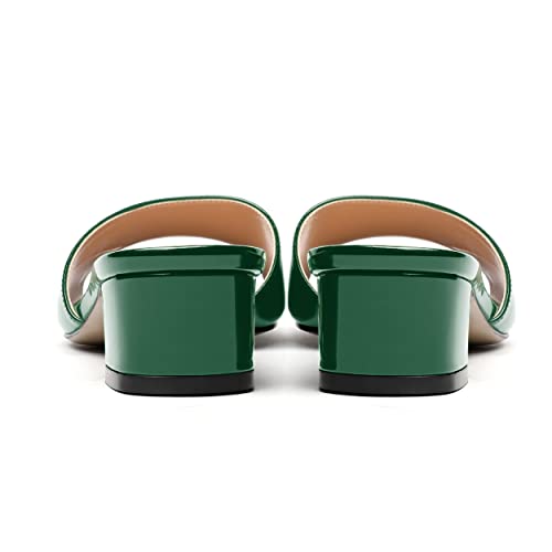 WAYDERNS Women's Patent Party Solid Open Toe Block Slip On Casual Chunky Low Heel Heeled Sandals 1.5 Inch4