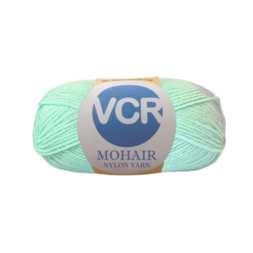 Image of VCR Mohair Nylon Very Light Blue Yarn, 100 Grams Hank, 196 Meters Length, Acrylic 75%, Mohair Nylon 25%, Pack of 1 Yarn, Soft Crosia Threads, Suitable for Winter Garments.