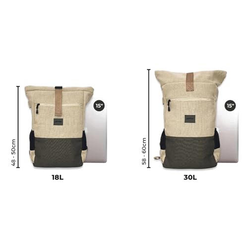 Image of Artisa Canvas Roll top Backpack with 15.6 inch Laptop Compartment, Anti Theft Pocket and Expandable Size