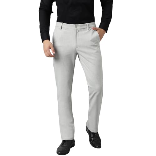 Image of SUBTRACT Men 4 Way Stretch Wrinkle Free Slim Fit Formal Trouser in with 2 Inch Flexible Waistband | Men's Trousers for Office Or Party