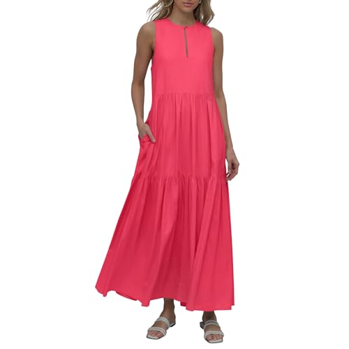 dkny long dresses DKNY Women's Linen-Blend TIE BACK MAXI Dress in Pebble