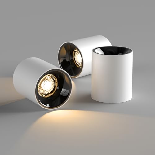 Image of 24W LED Dimmable White Ceiling Spot Light 4.92'' Aluminum CRI90 3000KCylinder Spotlight Indoor Modern Minimalist Focus White Ceiling Down Light Fixture for Living Room Hallway Foyer 3PACK