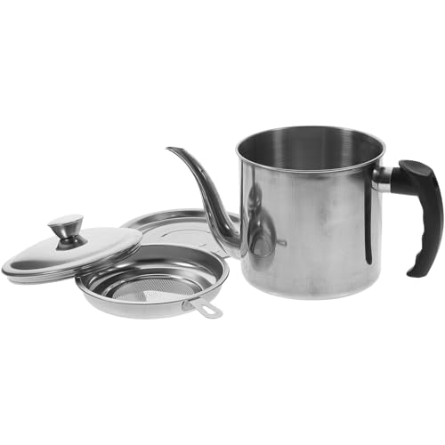 DEARMAMY Recipiente de Acero Inoxidable con Filtro para Aceite de Cocina Separador de Grasa y Almacenamiento Práctico para Cocina