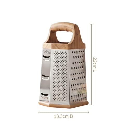 Image of Nestasia 6 in 1 Grater Stainless Steel for Kitchen (8 Inches) - Multipurpose Rust-Resistant 6 Side Vegetable Grater & Slicer | 100% Food Safe & Anti-Slip Base Shredder for Cheese, Carrots & More