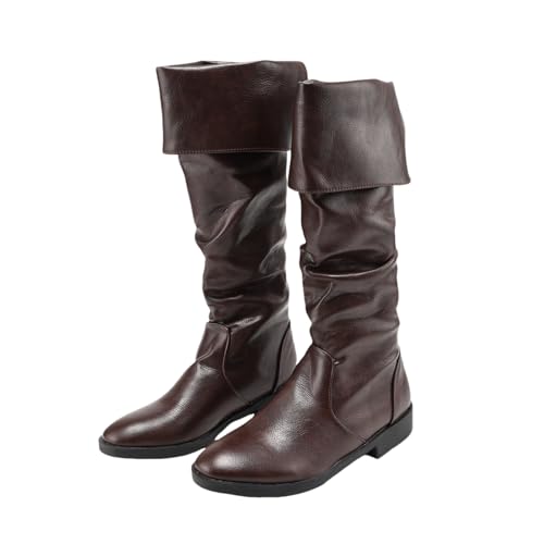 Best Fabric for Cosplay Boots: Top Picks & Guide 12 Renaissance Medieval Pirate Boots Mens Western Knight Boots Flat Jazz Pull On Mid Calf Gothic Cosplay Shoes Brown