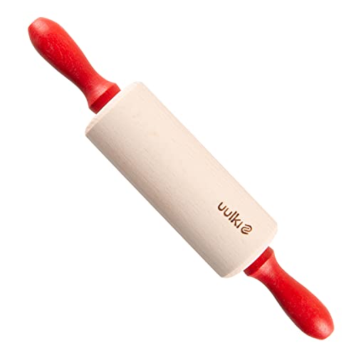 Uulki | rodillo para niños | 23 cm | haya | mangos rojos | rodillo para la máxima diversión al hornear con los niños Cover
