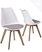 KAYELLES Lot de 2 chaises scandinaves avec Coussin - Cuisine Salle à Manger - Lao (Blanc et Gris)