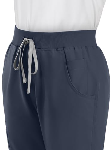 Image of Scrub Pants for Women - Straight Leg Medical Scrub Pants with 6 Pockets - Drawstring Soft Stretch Women Scrub Pant