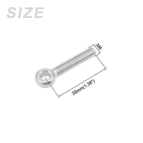Image of METALLIXITY Shoulder Swing Lifting Bolt (M6x35mm) 4Pcs, 304 Stainless Steel Eye Bolts - for Home Renovation, Pipeline Gate Valves Fasteners, Silver