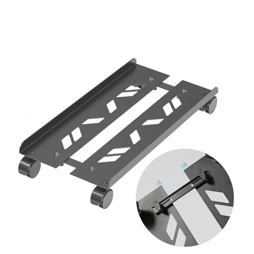BESSTER CPUスタンド PCワゴン キャスター付き台車 デスト下 PCスタンド PCカート 幅サイズ調整可能 落下防止 移動便利 デスクトップ用CPUホルダー パソコンサーバーラック 足元収納 静電防止塗装 オフィス・自宅・会社用 サイズ50cm*