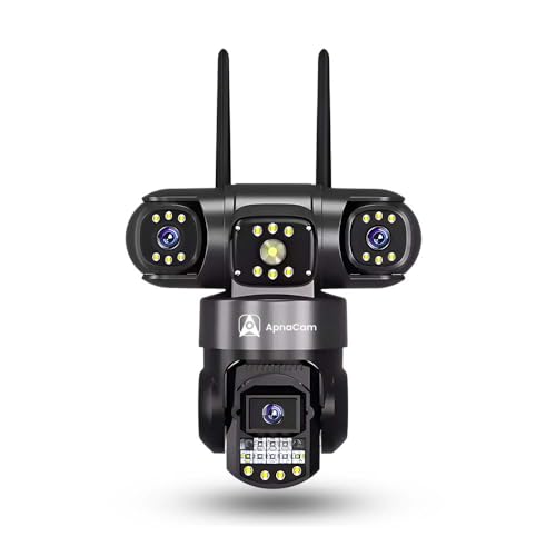 Image of ApnaCam 12+12+12MP 4G SIM PTZ Security Camera, Triple Lens 360 Outdoor CCTV, AI Motion Detection, Full Color Night Vision, Two-Way Audio, Waterproof IP66, SD and Cloud Storage, Works Without WiFi