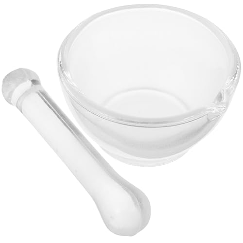 Healeved 1 Juego Mortero Con Mano Tazón De Pimienta Herramientas De Molienda Mini Trituradora De Ajo Mezclador Triturador De Medicamentos Tazón De Guacamole Trituradora De Pimienta Vidrio