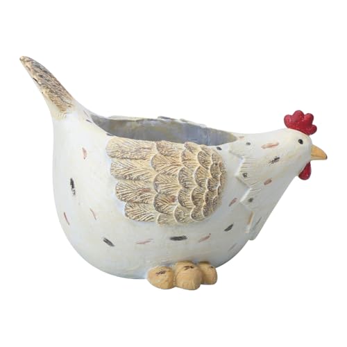 Hen Planter - Adorable Flores de Pollo para Jardín Exterior Interior | Contenedor de Animales de Granja, Puerta de Cerámica Aves Decorativa para Suculentas