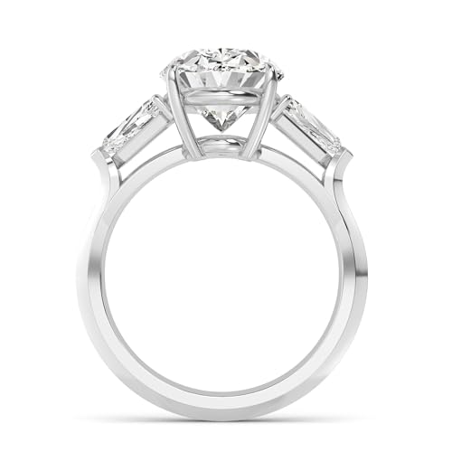 1-5 Carat (ctw) White Gold Oval,Shield Cut LAB GROWN Diamond Three Stone Engagement Ring (Color H-I Clarity VS1-VS2)2