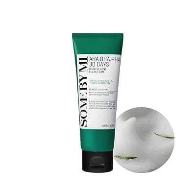 SOME BY MI AHA BHA PHA 30 Days Miracle Acne Clear Foam 3.38oz, 100ml Korean Acne Face Wash for Smooth & Clear Skin Salicylic Acid Cleanser for Exfoliation & Sebum Control Korean Skin Care