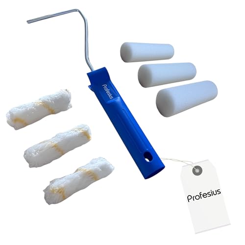 Profesius Lot de rouleaux de peinture pour peinture murale et travaux de peinture - Kit de peinture pour peindre sur des surfaces lisses et structurées - Rouleau en mousse et rouleau à peinture