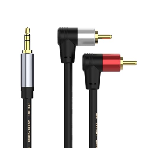 HIEbee 3,5 mm a 2 cavi RCA, angolo 2 RCA maschio a 3,5 mm, cavo splitter stereo audio Y, compatibile con TV, smartphone, MP3, tablet, altoparlanti, home theater, ecc. (1,5 m/59 pollici)