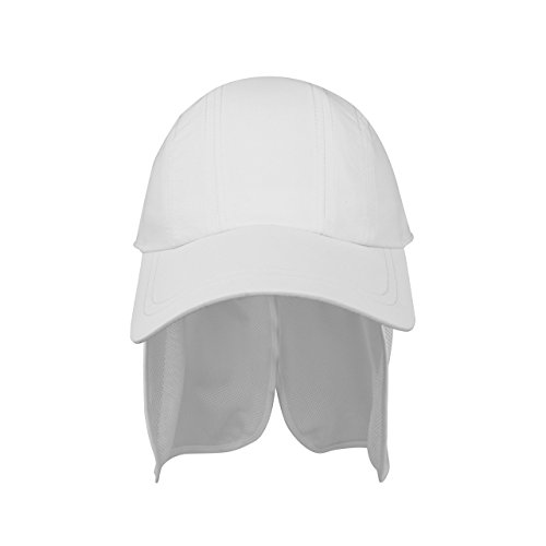 Juniper Taslon Uv 5 Panel Cap With Tuck Away Flap, One Size, White #TOP1