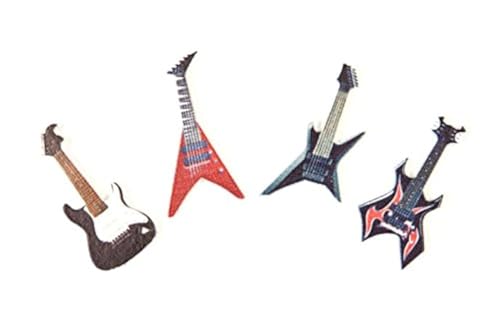 My Wedding Shop Lot de 8 mini guitares décoratives en bois laqué pour les fans de musique, guitaristes et rockeurs - Dimensions par élément : 4 cm